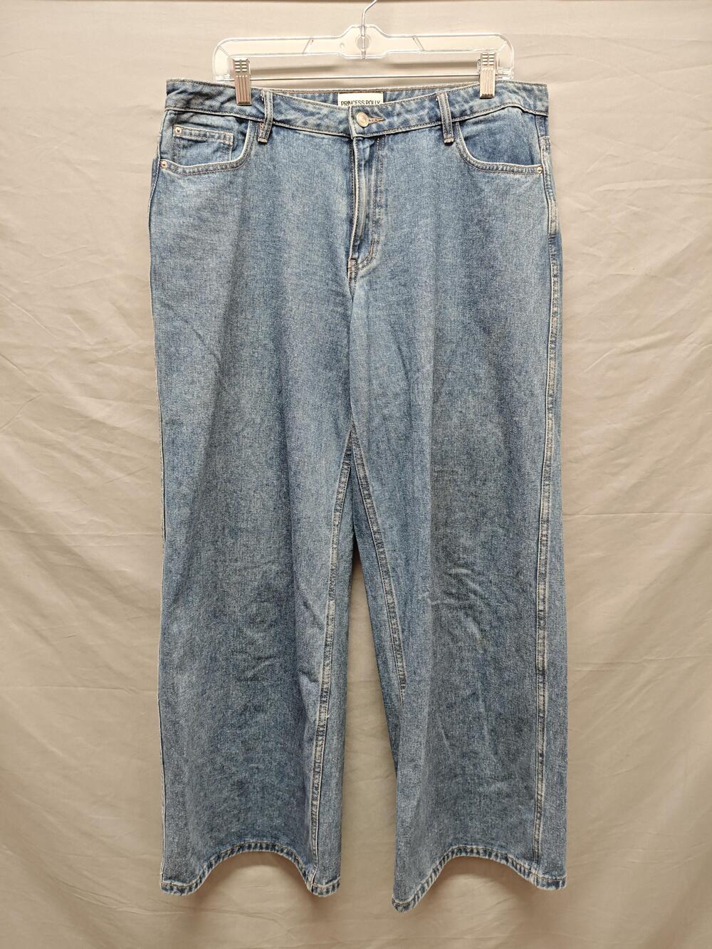 Princess Polly Jeans Womens 8 Blue Light Wash Straight Leg PP-DNM Denim Zip Fly